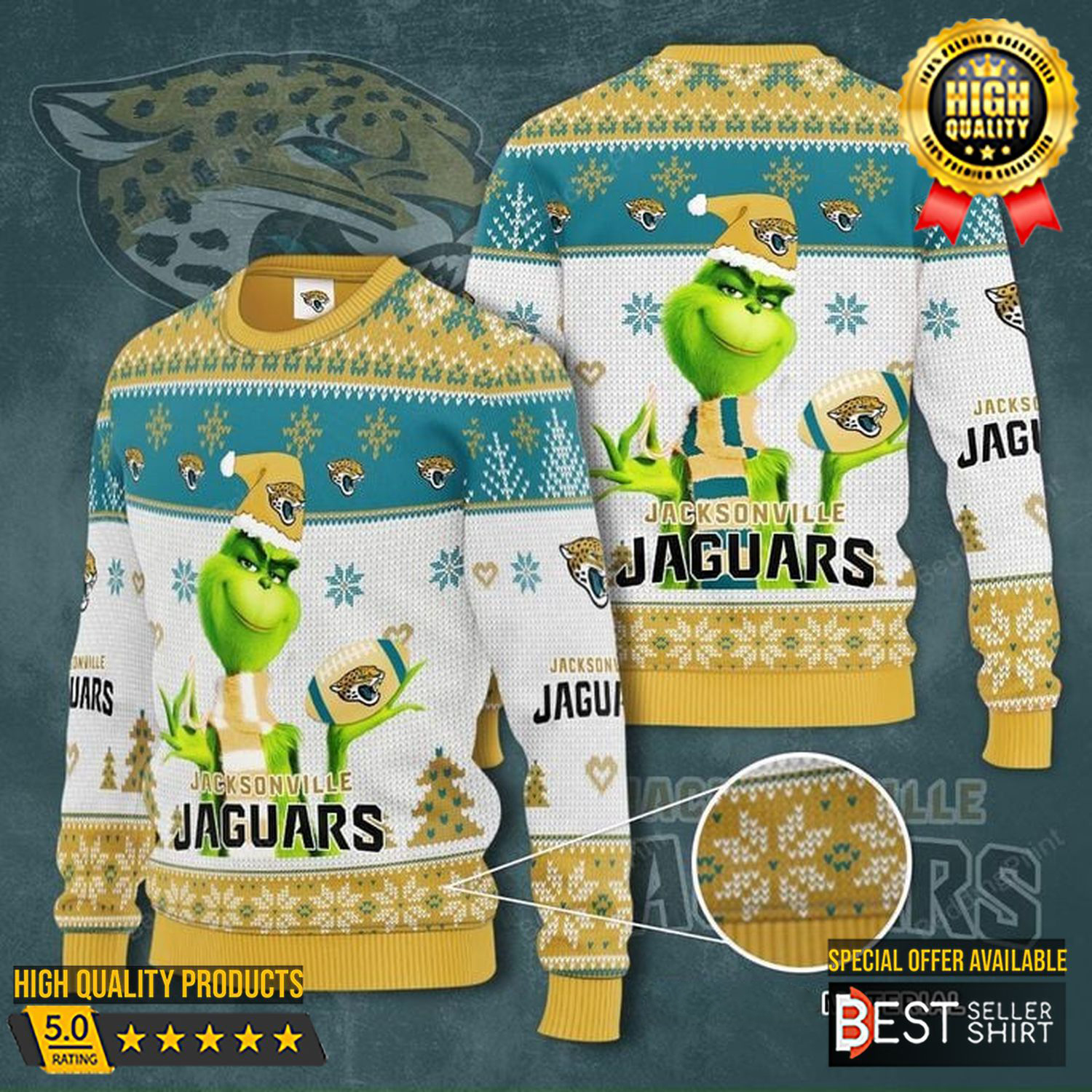 Jaguars Football Nfl Grinch Ugly Christmas Sweater Grinch Christmas Movie