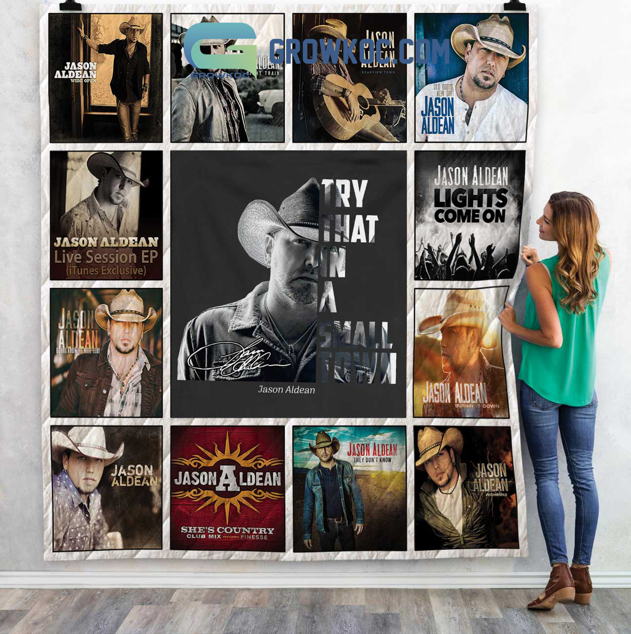 Jason Aldean Try That In A Small Town Fleece Blanket Quilt2B1 jjlrc