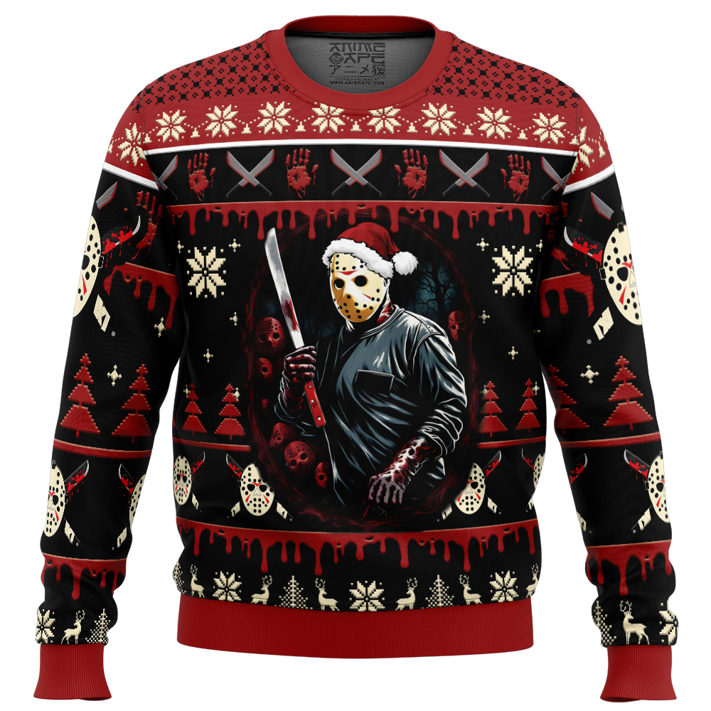 Jason Voorhees Friday the 13th Ugly Christmas Sweater FRONT mockup