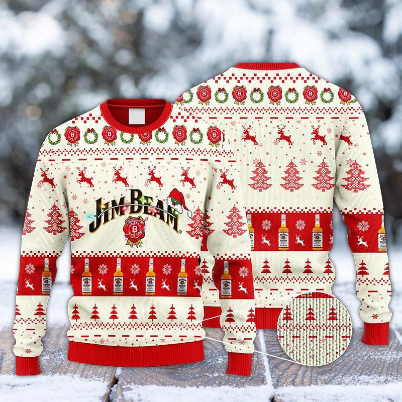 Jim Beam Santa Hat Christmas Knitted Ugly Christmas Sweater