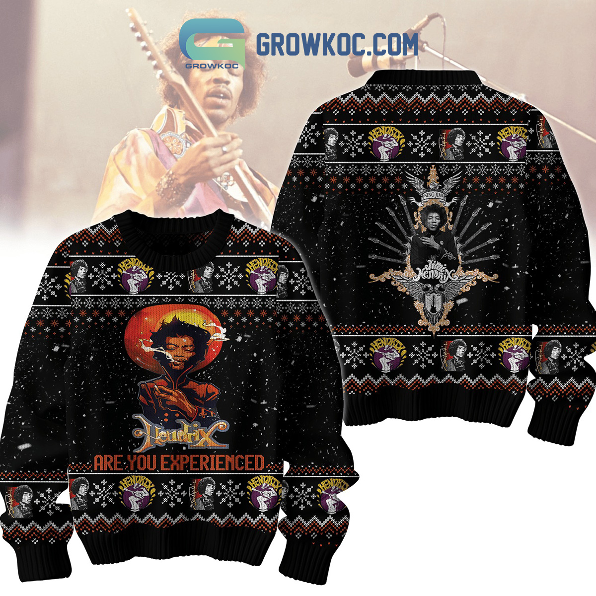 Jimi Hendrix King Jimi Are You Experienced Ugly Sweater2B1 qsr0H