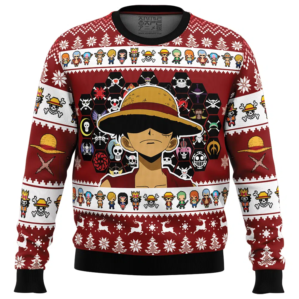 Jolly Rogers One Piece Ugly Christmas Sweater FRONT mockup