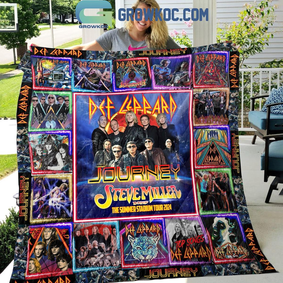 Journey Def Leppard Heat The Summer Tour 2024 Fleece Blanket Quilt 1 2hPMg