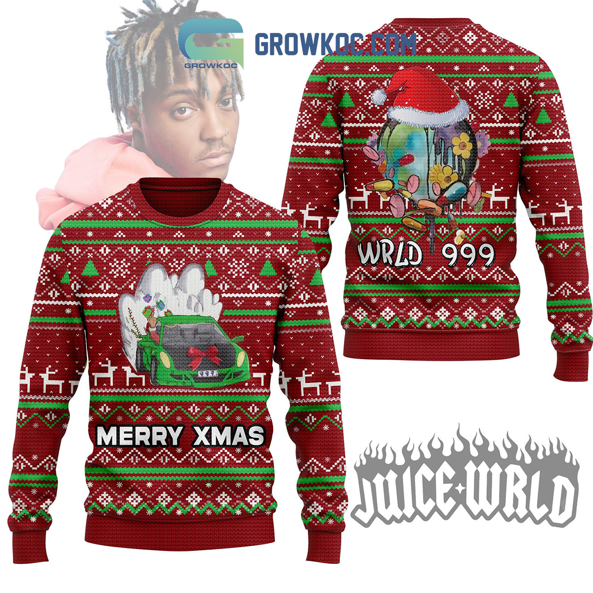 Juice Wrld Merry Xmas 999 Ugly Sweater2B1 k1crg