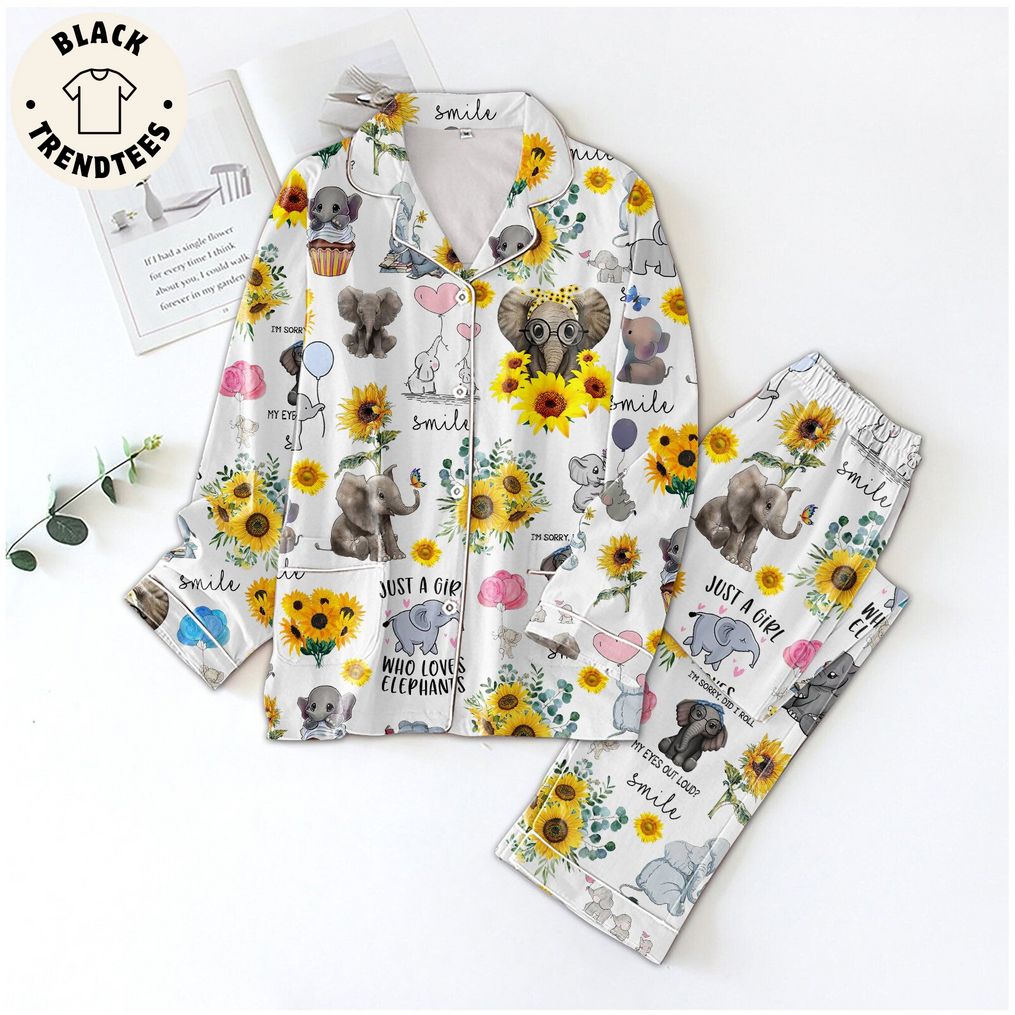 Just A Girl Who Love Elephants Sunflower Design Pijamas Set fb23b8 0