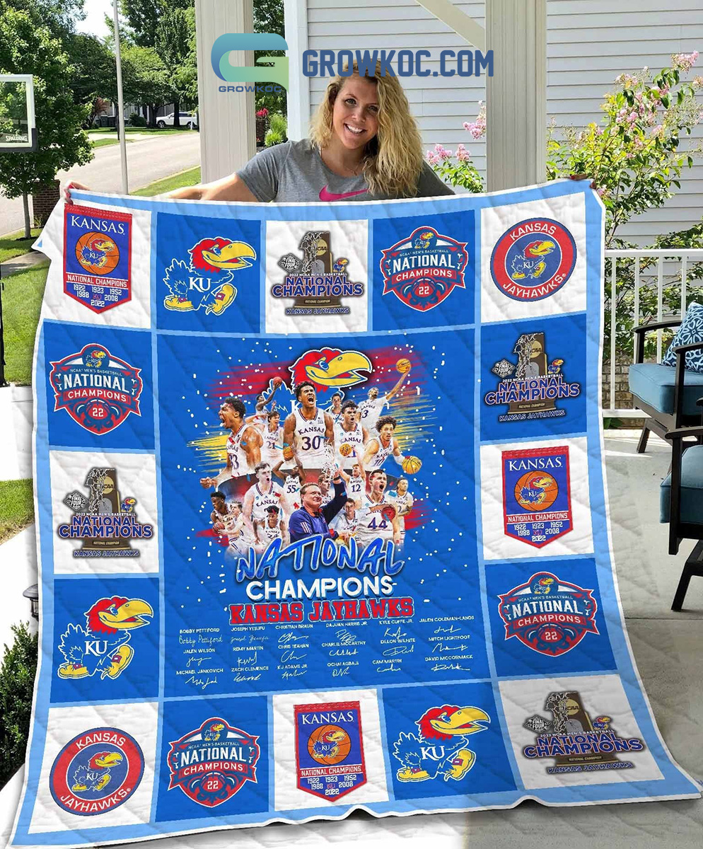 Kansa Jayhawks National Champions Fleece Blanket Quilt2B1 NgLkc