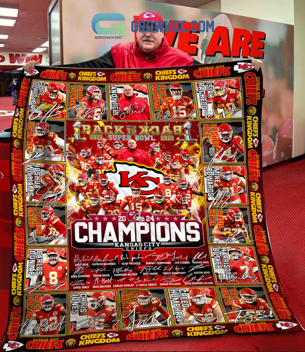 Kansas City Chiefs Back To Back Super Bowl Champions Fleece Blanket Quilt 1