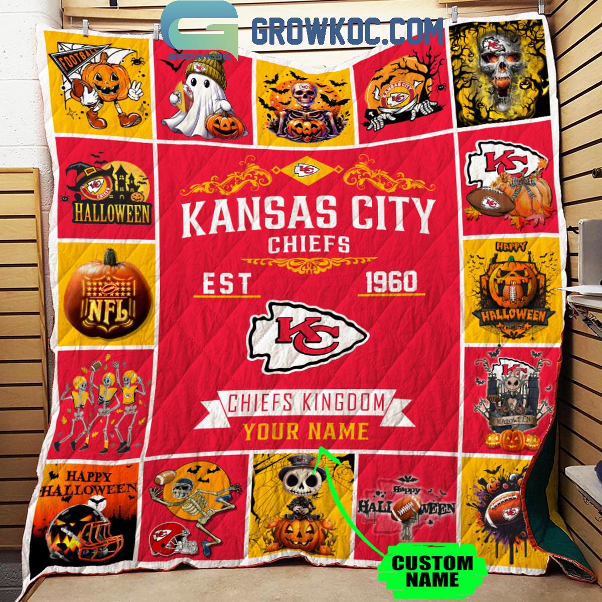 Kansas City Chiefs Chiefs Kingdom Est. 1960 Personalized Fleece Blanket Quilt 1 cG6YP