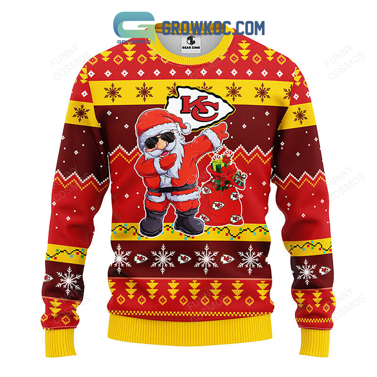 Kansas City Chiefs Dabbing Santa Claus Christmas Ugly Sweater2B1 pPeB2