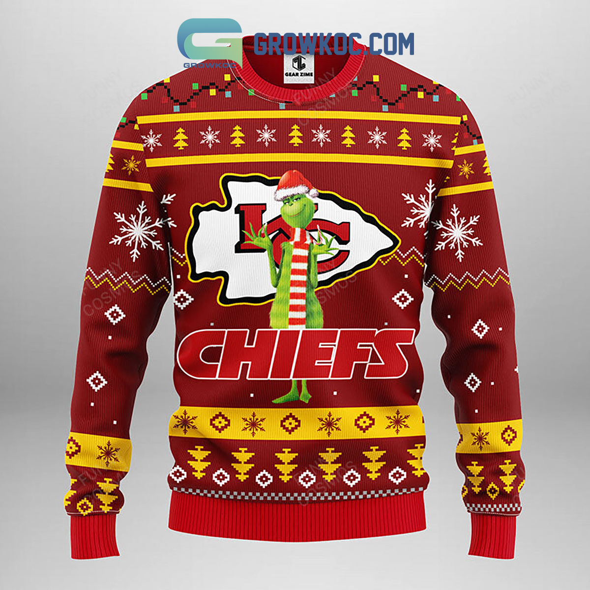 Kansas City Chiefs Funny Grinch Christmas Ugly Sweater2B1 jH5an