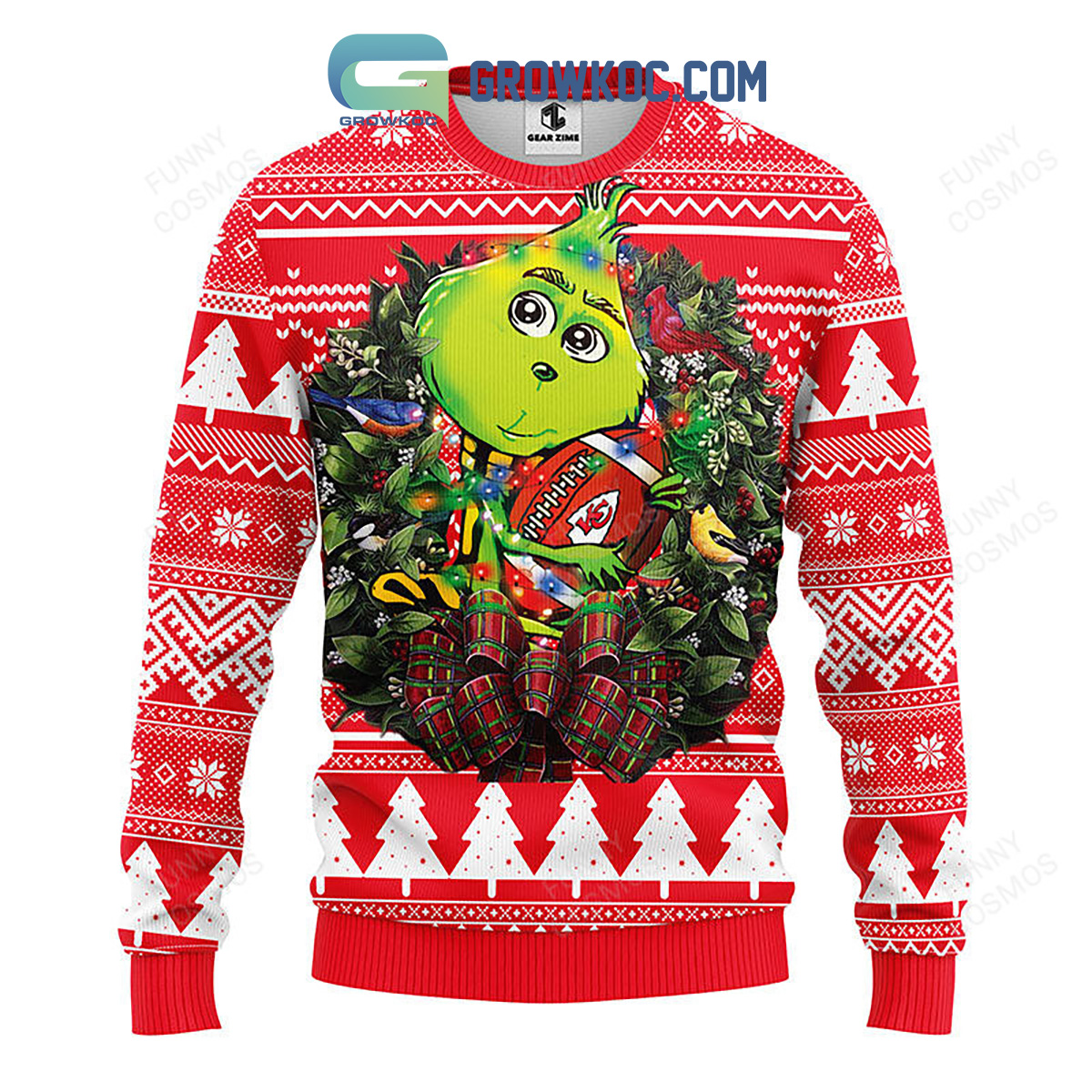 Kansas City Chiefs Grinch Hug Christmas Ugly Sweater2B1 mDsC9