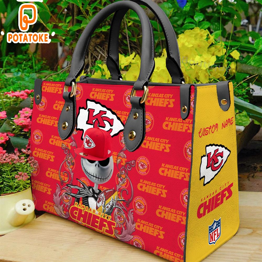 Kansas City Chiefs NFL Jack Skellington Women Leather Hand Bag