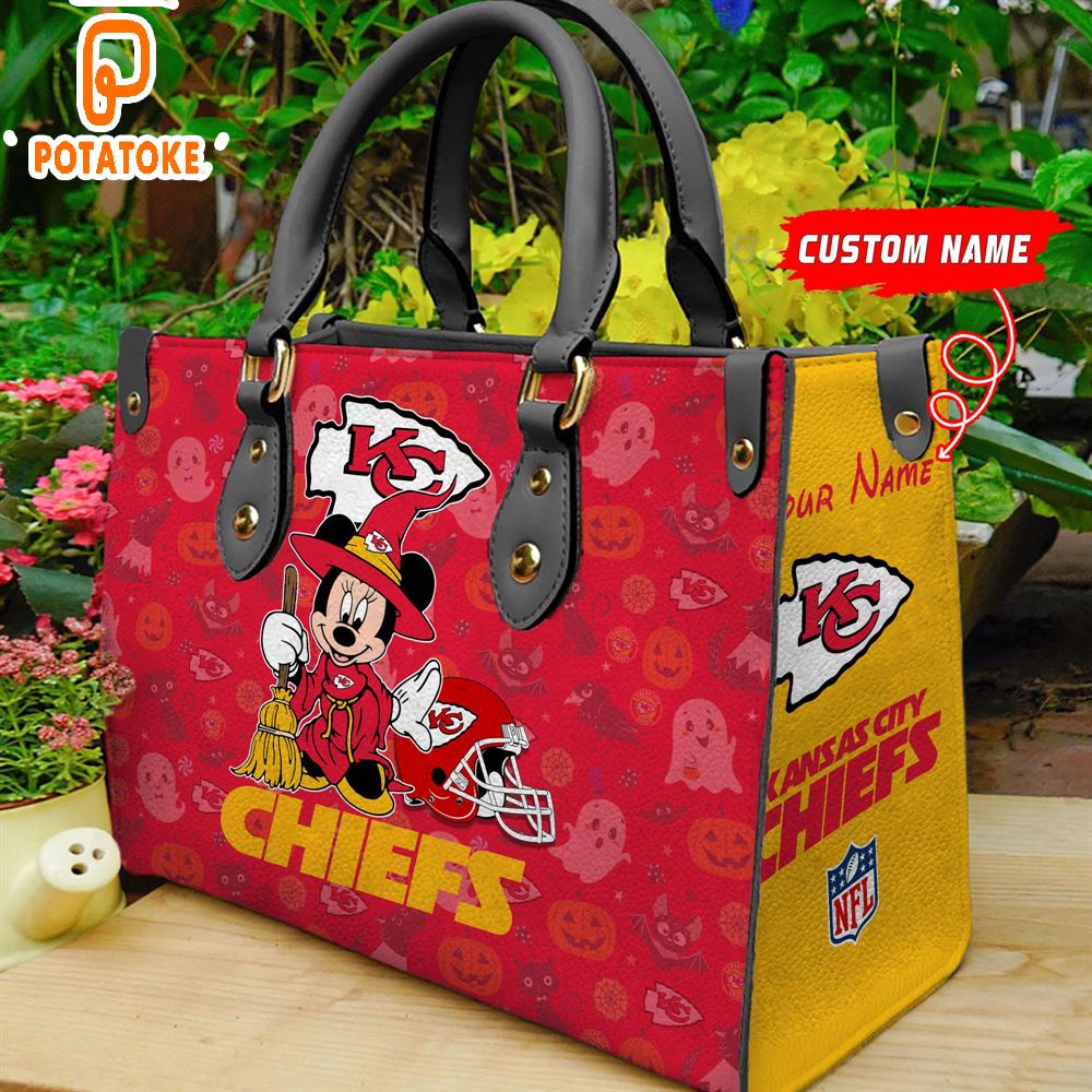 Kansas City Chiefs NFL Minnie Halloween Women Leather Hand Bag