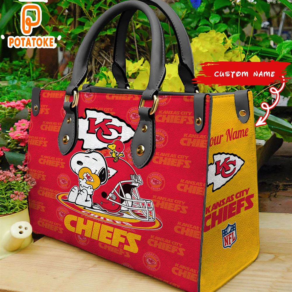 Kansas City Chiefs Snoopy Women Leather Hand Bag