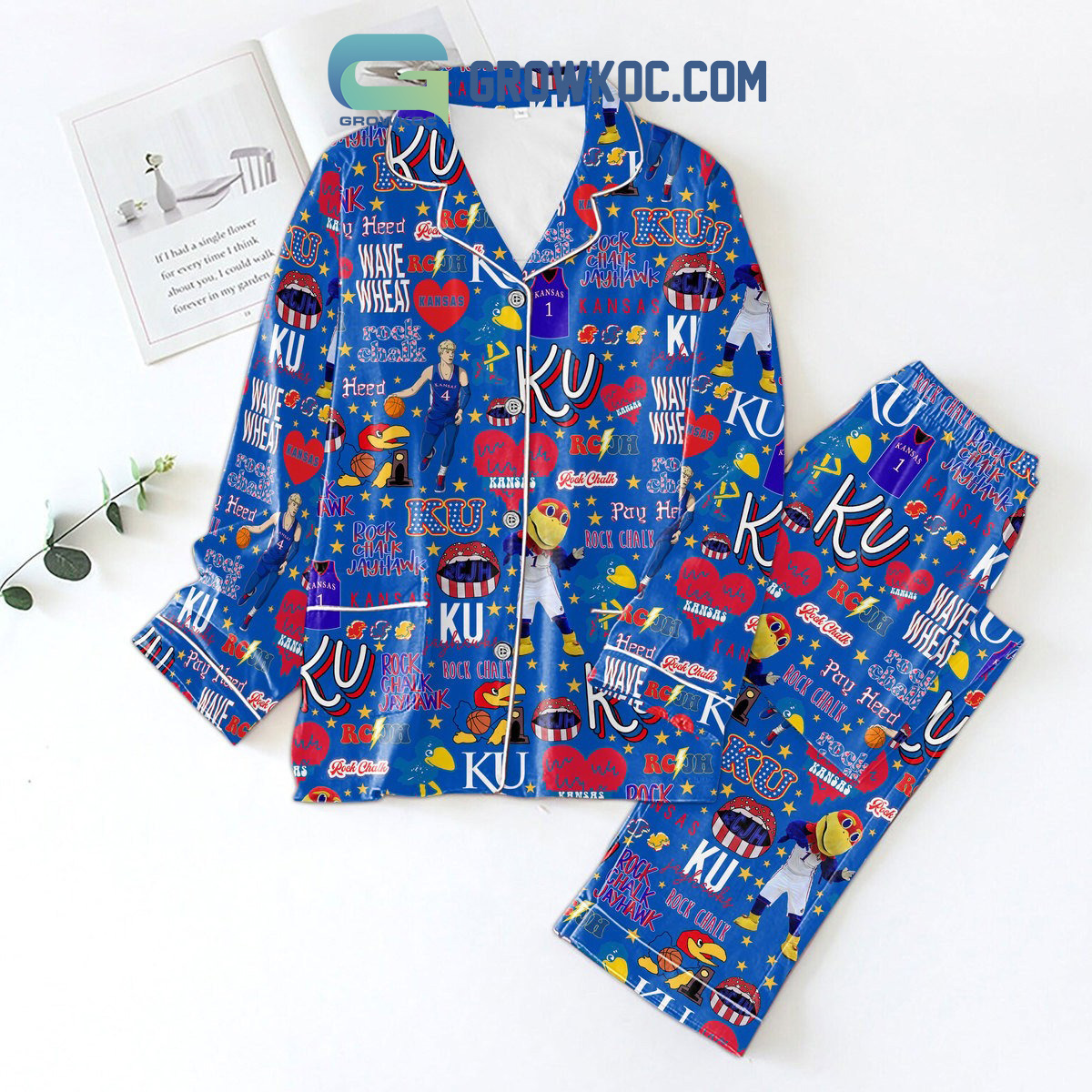 Kansas Jayhawks Rock Chalk Polyester Pajamas Set2B1 beXW9