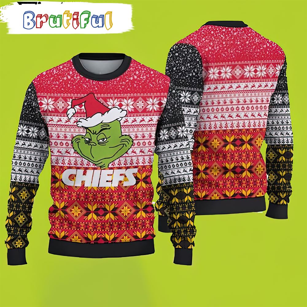 Kansas City Chiefs Christmas Grinch Christmas Sweater Chiefs Christmas Sweater