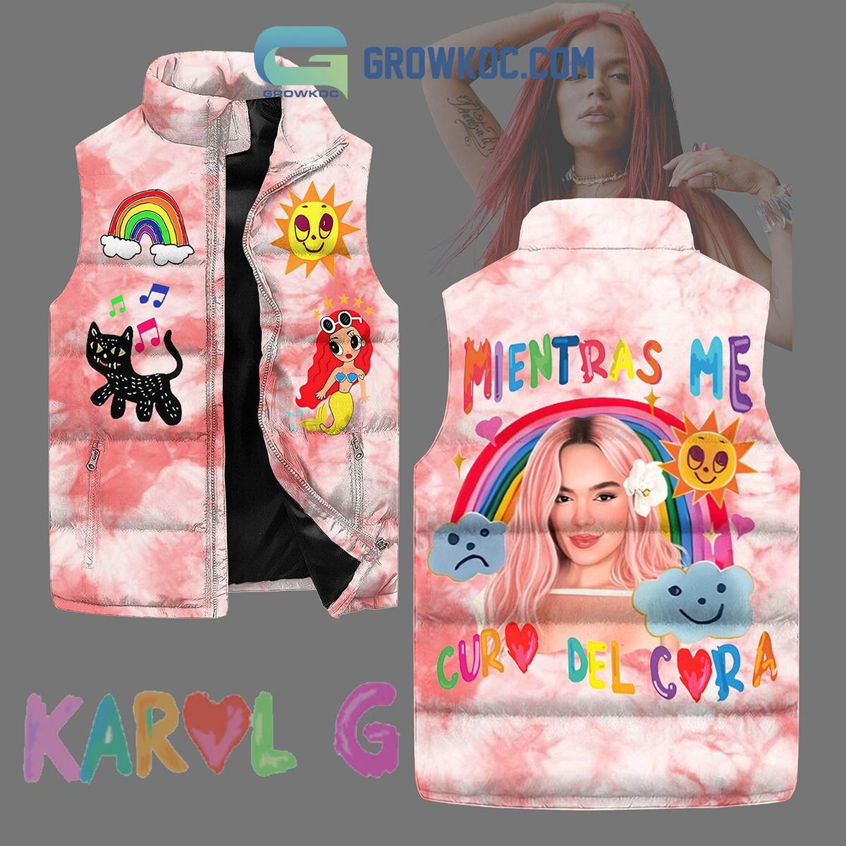 Karol G Mientras Me Curo Del Cora Valentine Sleeveless Puffer Jacket2B1 wxIgI