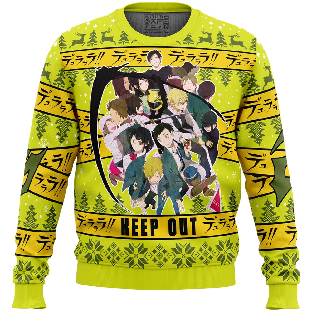 Keep Out Durarara Ugly Christmas Sweater FRONT mockup