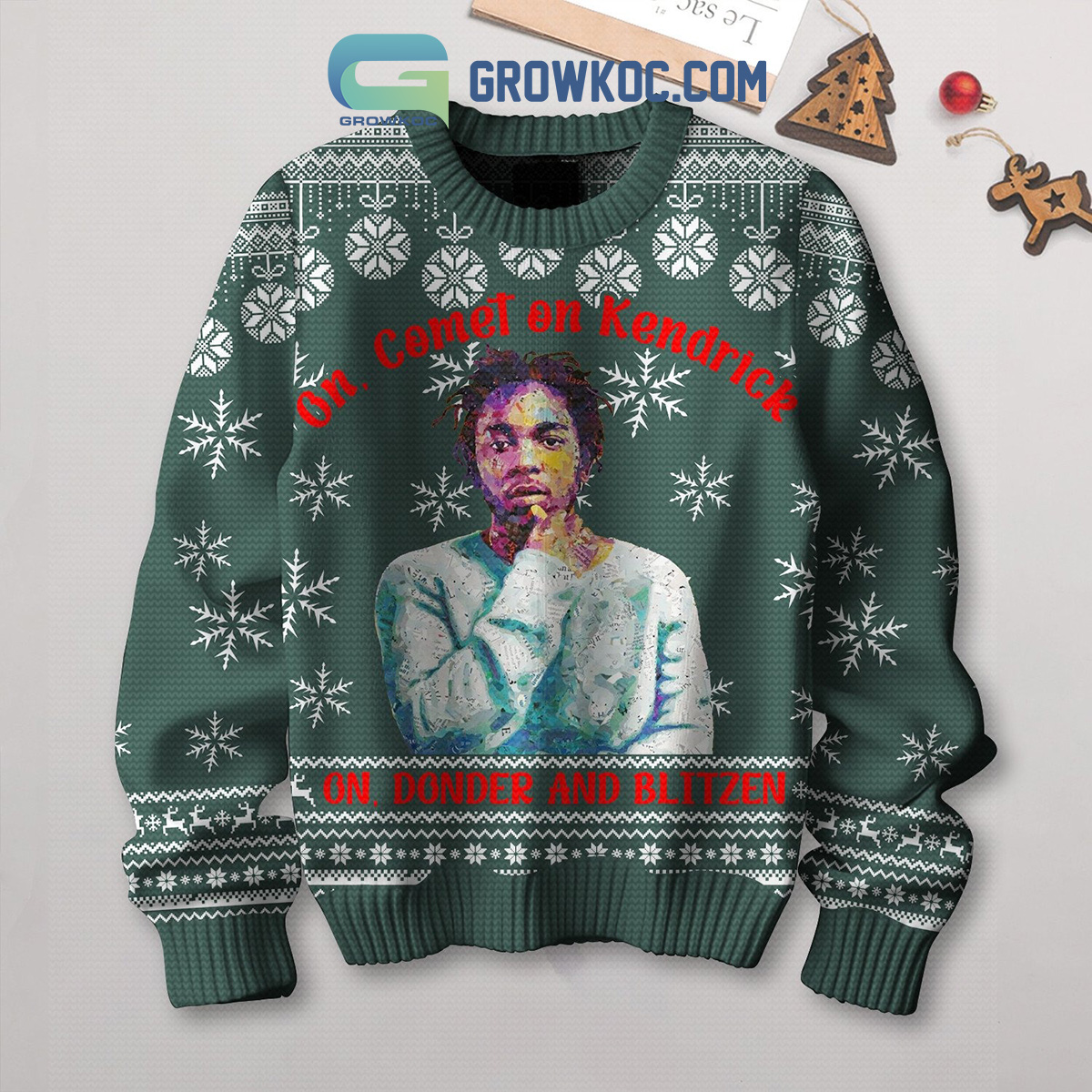 Kendrick Lamar On Donder And Blitzen Christmas Ugly Sweater2B1 Mcy7D