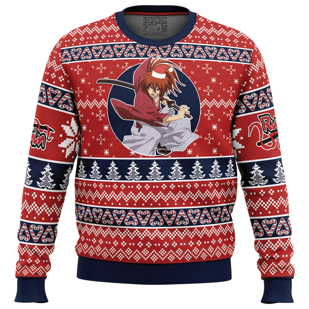 Kenshin Himura Rurouni Kenshin Samurai X Ugly Christmas Sweater FRONT mockup