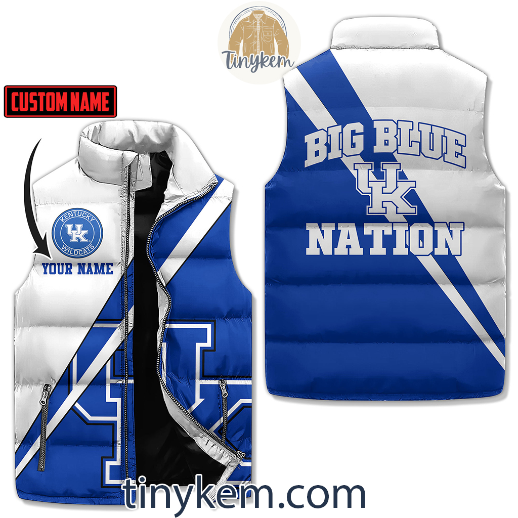 Kentucky Wildcats Customized Puffer Sleeveless Jacket Big Blue Nation2B1 Faxbp