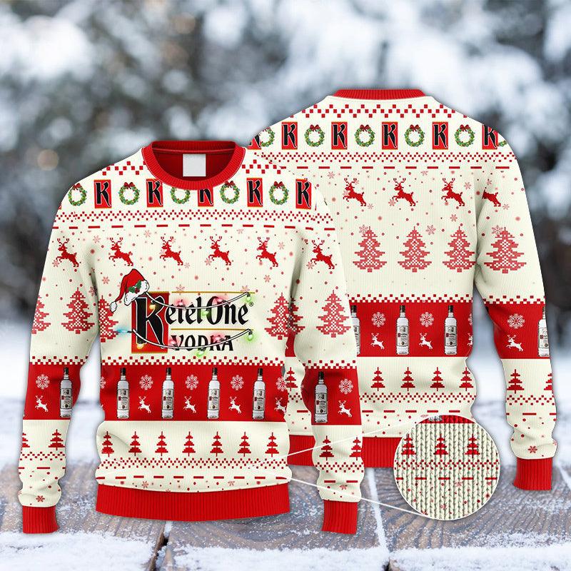 Ketel One Santa Hat Christmas Knitted Ugly Christmas Sweater