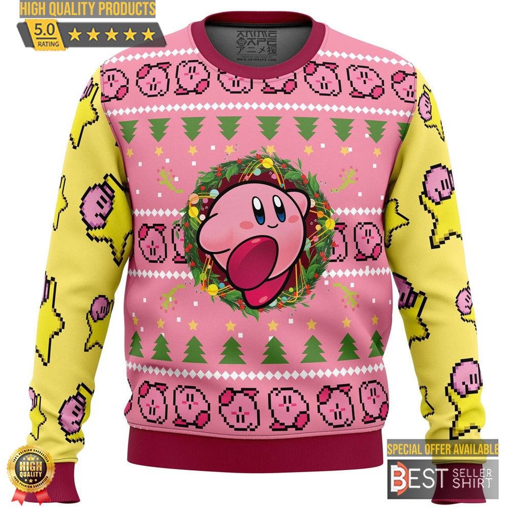 Kirby Video Game Ugly Christmas Sweater Pink Kirby Ugly Sweater Pink Kirby Video Game 1