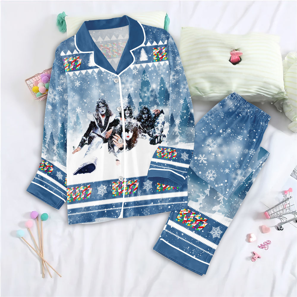 Kiss Band Button Down Pajamas MAITM5048