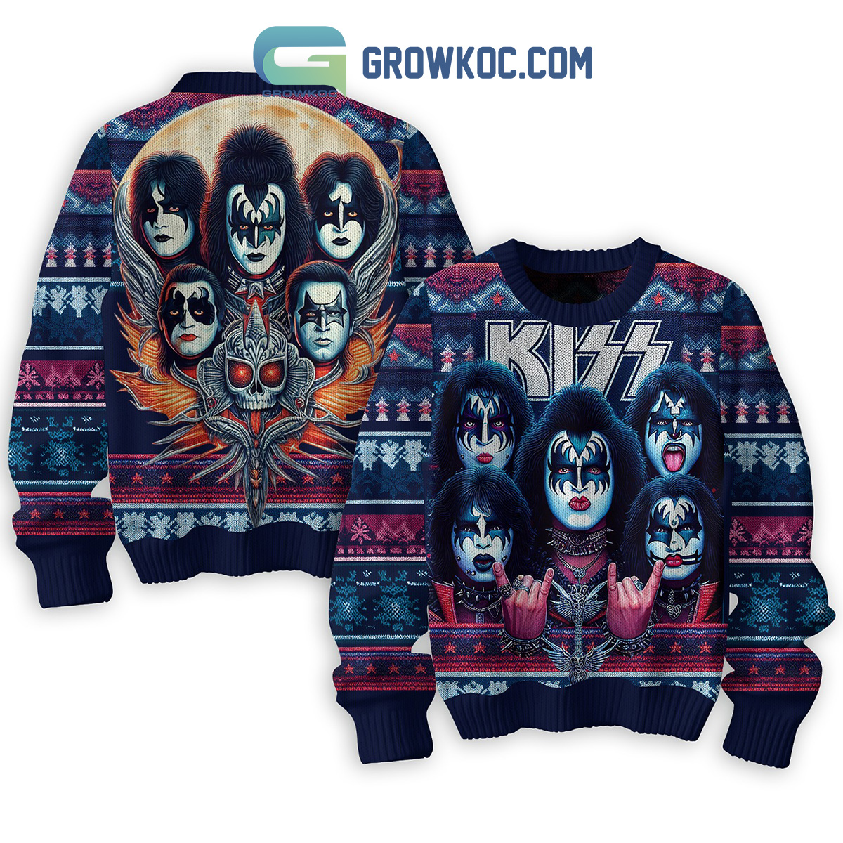 Kiss Band I Love You Christmas Ugly Sweater2B1 BNRwI