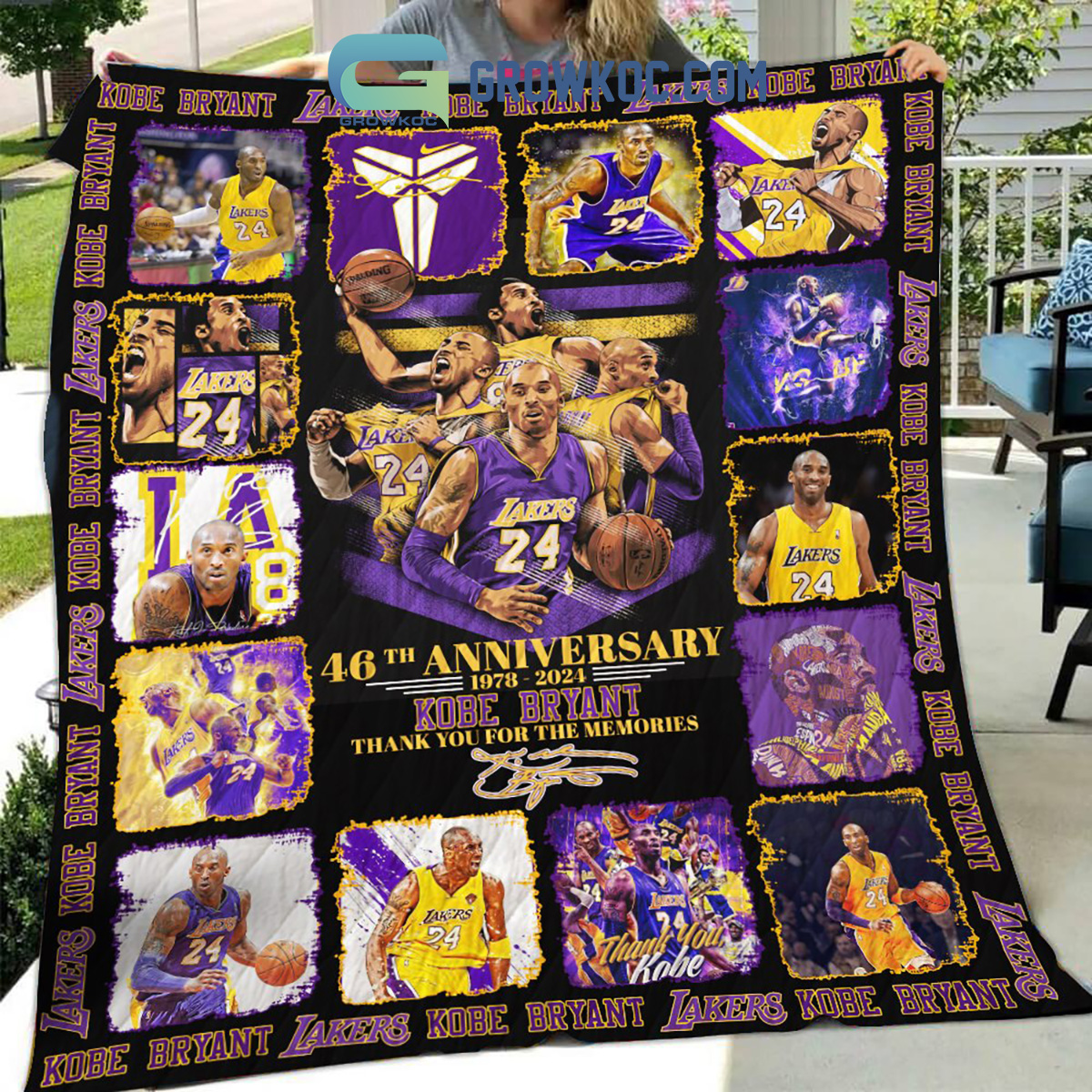 Kobe Bryant Los Angeles Lakers 46th Birthday Fleece Blanket Quilt2B1 xZjRF