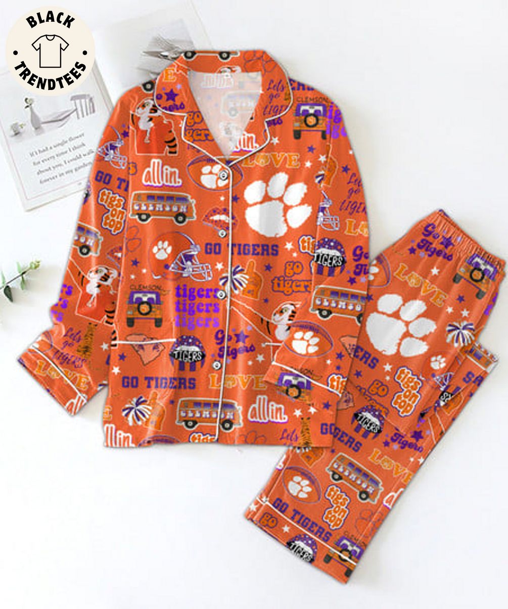 LIMITED Go Tigers Clemson Tigs On Top Love All In Orange Pijamas Set fd8a93 0