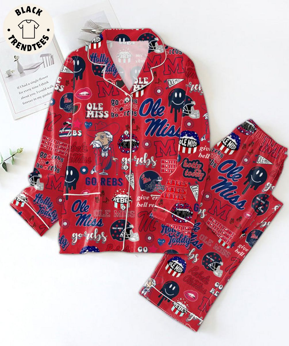 LIMITED Ole Miss Hotty Toddy Rebels Go Rebs Red Pijamas Set d01128 0