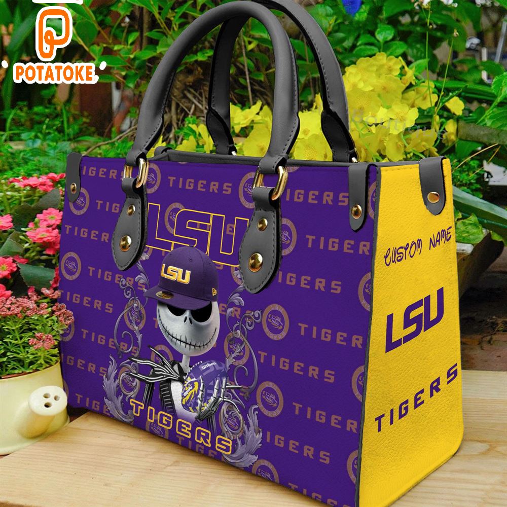 LSU Tigers NCAA Jack Skellington Women Leather Hand Bag