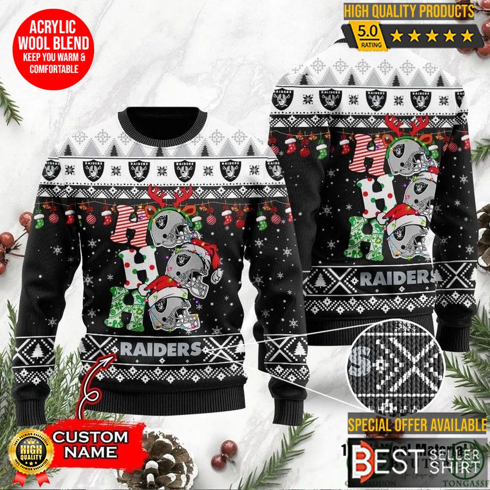 Las Vegas Raiders Football Logo Hohoho Christmas Ugly Sweater Personalized Shirt 1