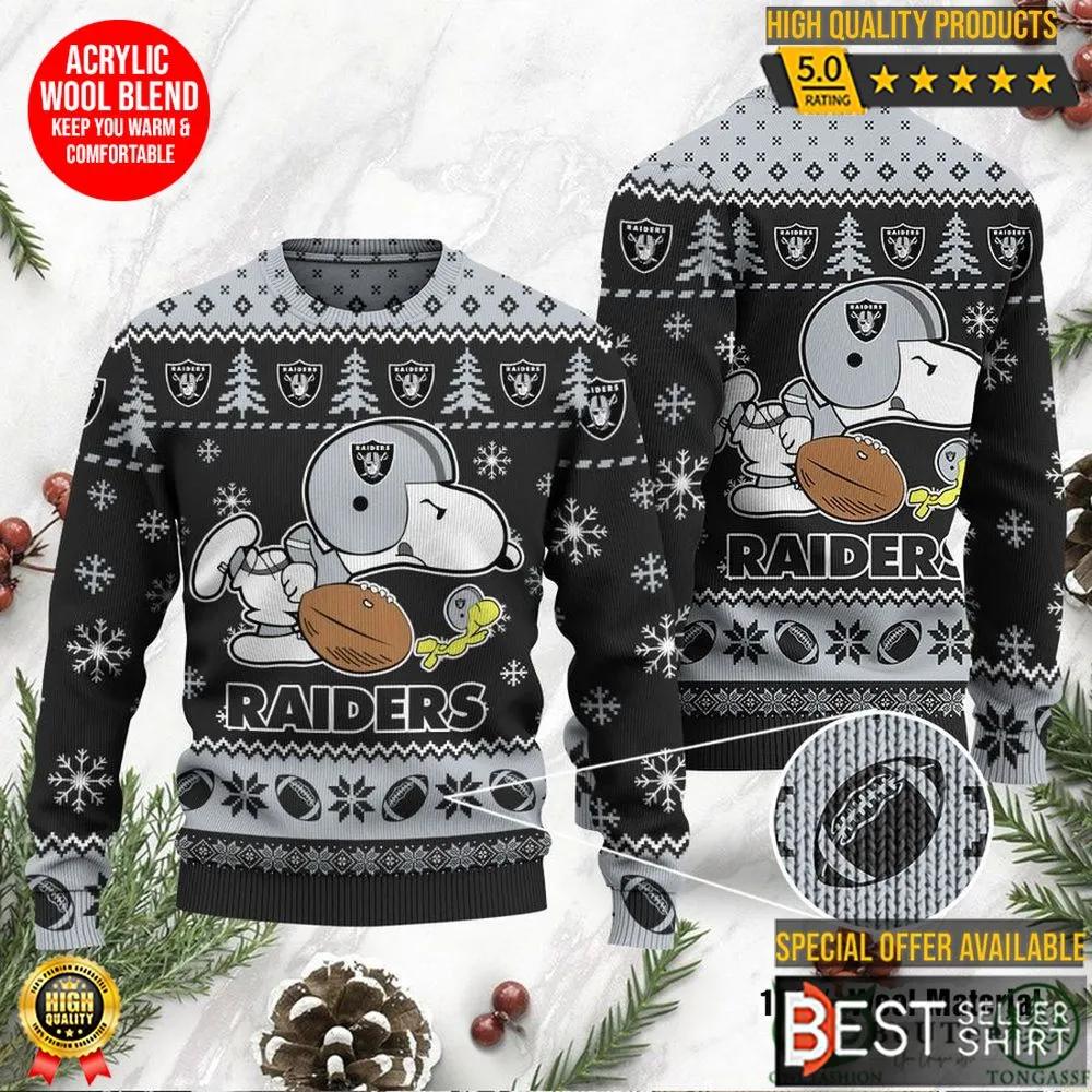 Las Vegas Raiders Logos American Football Snoopy Dog Christmas Ugly Sweater 1