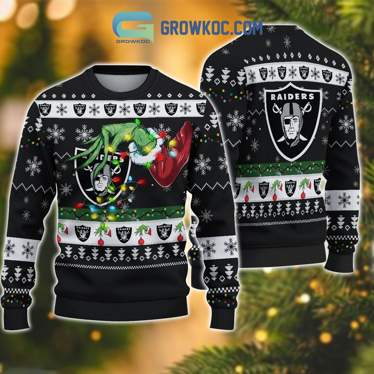 Las Vegas Raiders NFL Grinch Christmas Ugly Sweater2B1 1jWVI