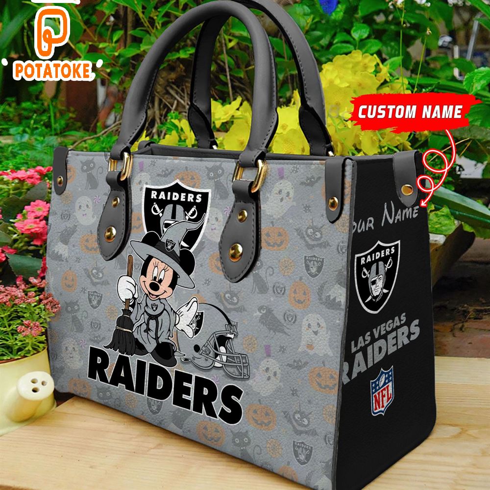 Las Vegas Raiders NFL Minnie Halloween Women Leather Hand Bag