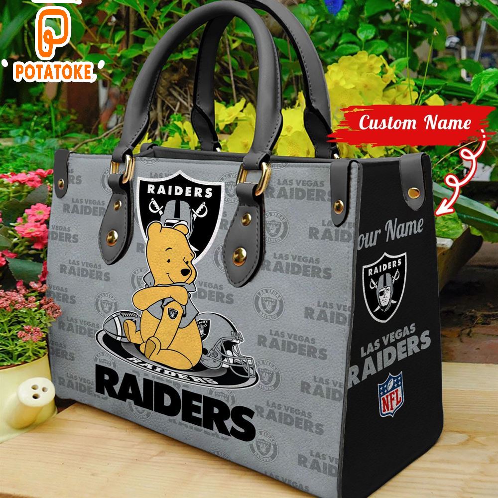 Las Vegas Raiders Pooh Bear Women Leather Hand Bag