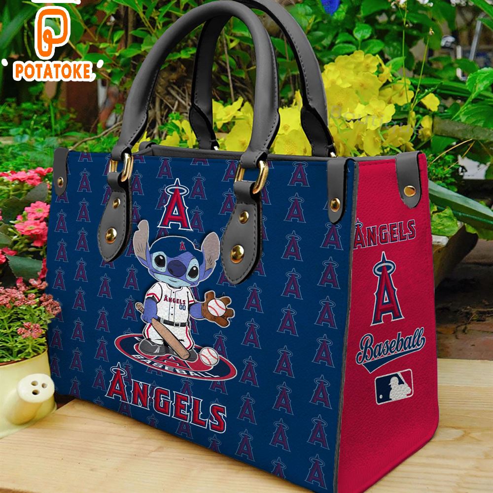 Los Angeles Angels Stitch Women Leather Hand Bag