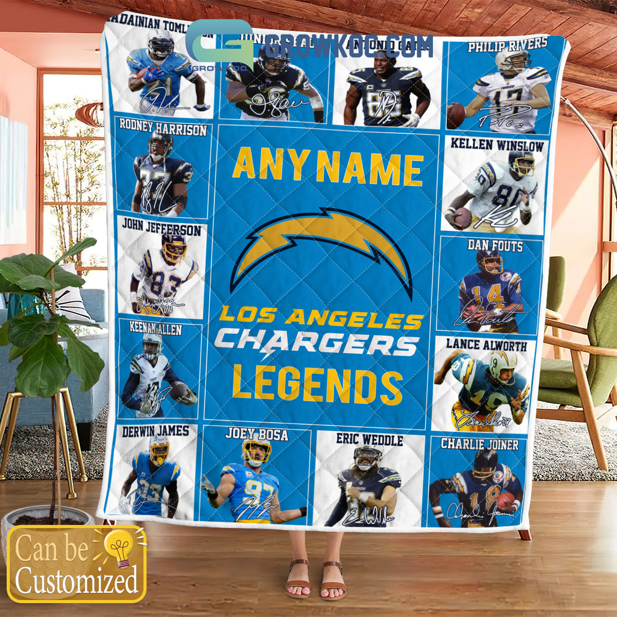 Los Angeles Chargers NFL Legends In History Personalized Fleece Blanket Quilt2B1 YhXwh