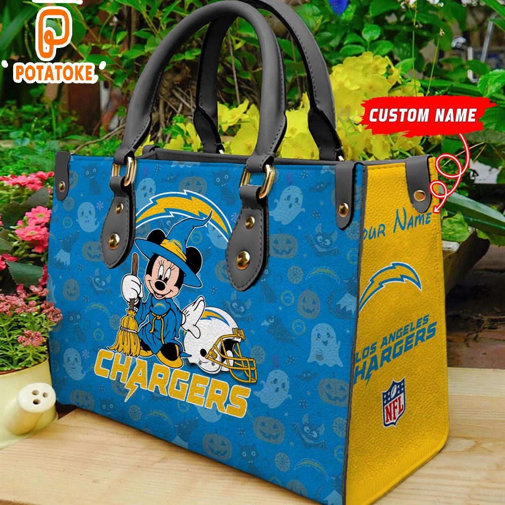 Los Angeles Chargers NFL Minnie Halloween Women Leather Hand Bag