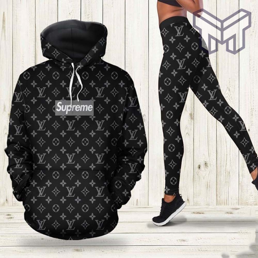 Louis vuitton luxury brand 3d hoodie and leggings set lv gift hot 2023