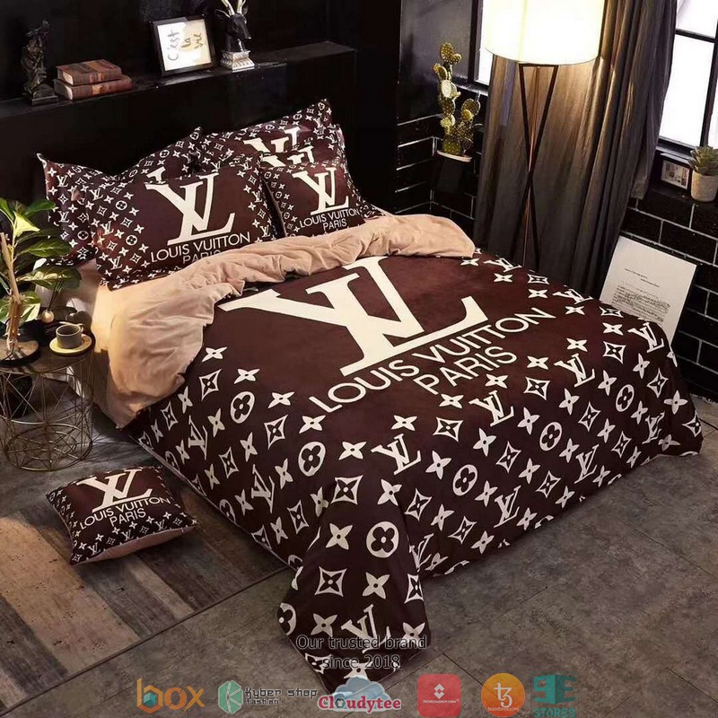 Louis Vuitton Brown Quilt Bedding Set