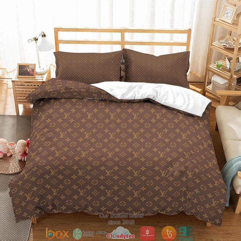 Louis Vuitton Brown Simple Duvet cover bedding set