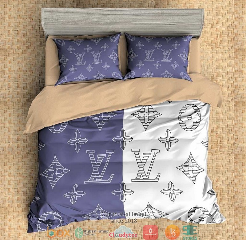 Louis Vuitton LV Navy and White Duvet cover bedding set