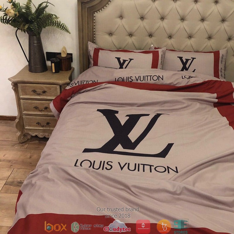 Louis Vuitton LV red border Duvet cover bedding set