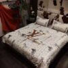 Louis Vuitton Light Brown Quilt Bedding Set