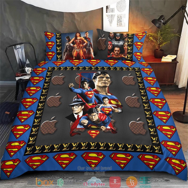 Louis Vuitton Superman DC Comics Apple Quilt Bedding Set