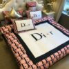 Luxury Christian Dior Brand Pink White Bedding Sets