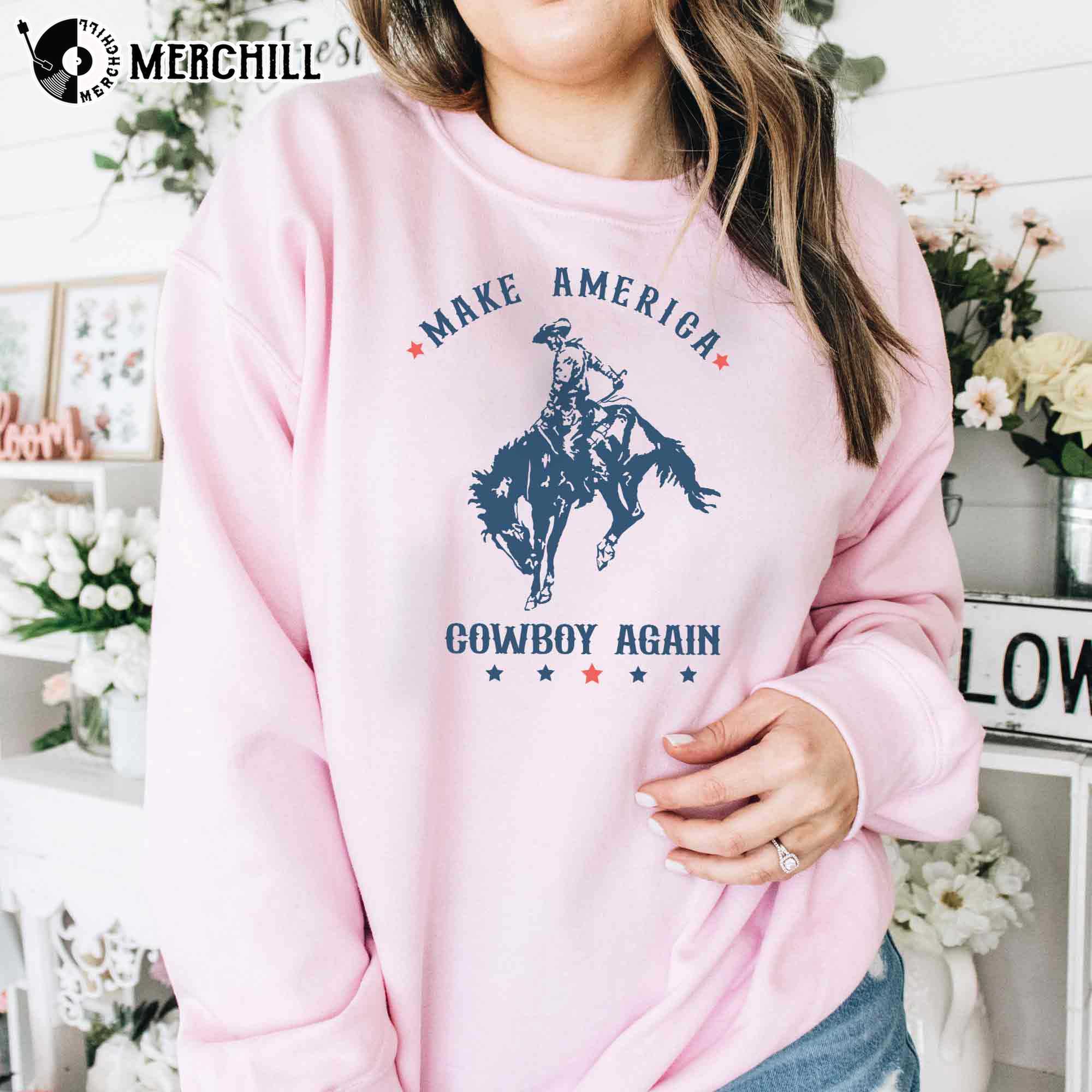 Make Amerrica Cowboy Again Sweatshirt Southern Shirt for Women 4